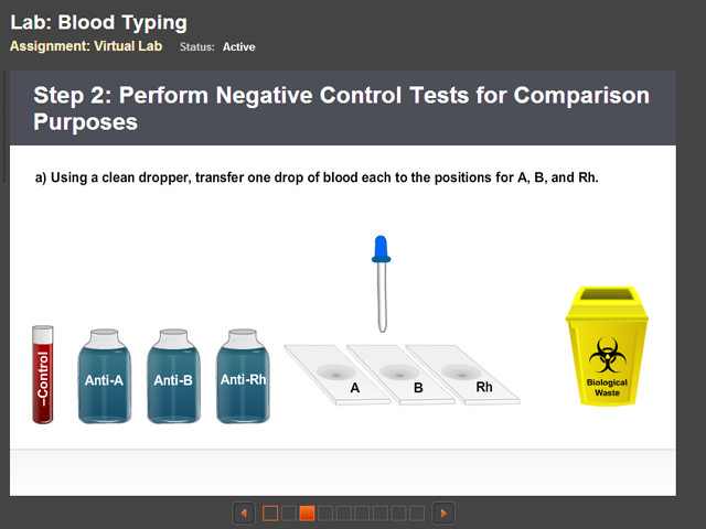 Screenshot of an Edgenuity science lab lesson about Blood Typing