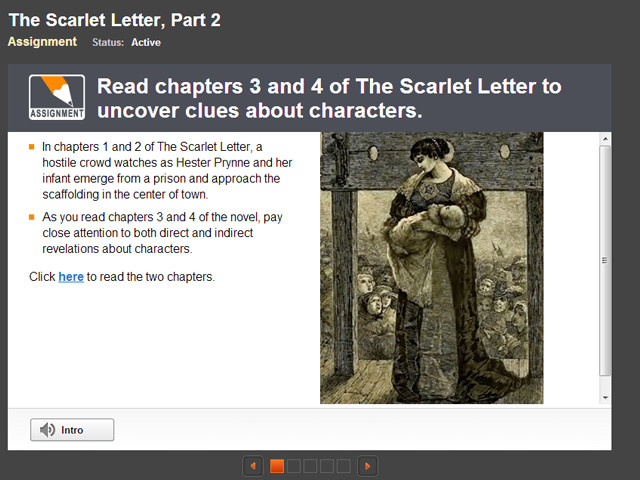 Screenshot of an ELA lesson about The Scarlet Letter